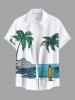 Tenue de plage hawaïenne assortie grande taille à imprimé cocotiers et mer pour couples - Blanc 