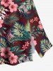 Tenue de plage hawaïenne assortie grande taille à imprimé feuilles tropicales et fleurs d'hibiscus pour couples - Rouge foncé 