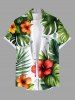 Tenue de plage hawaïenne assortie grande taille à imprimé feuilles tropicales et fleurs d'hibiscus pour couples - Vert 