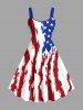 Patriotic American Flag Paint Brushing Print Plus Size Matching Outfit For Couples -  