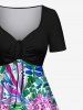 Tenue de plage hawaïenne assortie grande taille avec imprimé feuilles tropicales et fleurs, pour couples - Multi-A 