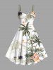 Coconut Tree Tropical Leaf Hibiscus Flower Print Plus Size Matching Hawaii Beach Outfit For Couples -  