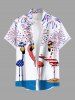 Colorful Patriotic American Flag Fireworks Flamingo Print Plus Size Matching Hawaii Beach Outfit For Couples -  