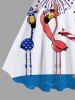 Colorful Patriotic American Flag Fireworks Flamingo Print Plus Size Matching Hawaii Beach Outfit For Couples -  