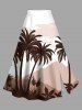 Coconut Tree Mountain Cloud Print Plus Size Matching Hawaii Beach Outfit For Couples -  