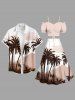 Coconut Tree Mountain Cloud Print Plus Size Matching Hawaii Beach Outfit For Couples -  