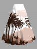 Coconut Tree Mountain Cloud Print Plus Size Matching Hawaii Beach Outfit For Couples -  