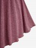 Plus Size Ruched Off Shoulder  Asymmetrical Tee With Grommets Lace Up Marled Waistcoat -  