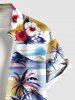 Chemise hawaïenne grande taille à imprimé floral, cocotier, hibiscus, mer, montagne, boutons et poches pour homme - Jaune 4XL