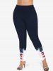 Plus Size Patriotic American Flag Painting Splatter Print Leggings -  