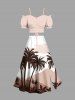 Plus Size Coconut Tree Mountain Cloud Print Hawaii Split A Line Skirt -  