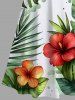 Plus Size Tropical Leaf Hibiscus Flower Print Hawaii Cold Shoulder Crisscross Strappy A Line Maxi Dress -  