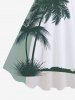 Plus Size Coconut Tree Curve Print Hawaii A Line Tank Dress -  