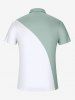 Plus Size Coconut Tree Curve Print Hawaii Half Zipper Turn-down Collar Polo Shirt For Men -  