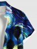Chemise hawaïenne grande taille à imprimé spirale et cocotiers nocturnes avec poches boutonnées pour homme - Bleu 4XL