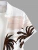 Chemise hawaïenne grande taille à imprimé cocotiers, montagnes et nuages, avec poches boutonnées pour homme - café 6XL