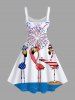 Plus Size Colorful Patriotic American Flag Fireworks Flamingo Print Hawaii A Line Tank Dress -  