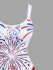 Plus Size Colorful Patriotic American Flag Fireworks Flamingo Print Hawaii A Line Tank Dress -  