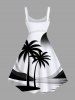 Plus Size Coconut Tree Sea Sun Print Hawaii A Line Tank Dress -  