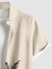 Chemise hawaïenne grande taille à imprimé cocotier peint à la main et à poches boutonnées pour homme - Abricot L