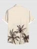 Plus Size Coconut Tree Hand-painted Print Hawaii Button Pocket Shirt For Men -  