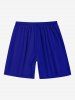 Plus Size Solid Color Pocket Beach Shorts For Men -  