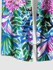 Plus Size Ink Painting Tropical Leaf Flowers Print Buttons Pocket Hawaii Shirt For Men -  
