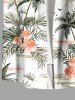 Plus Size Coconut Tree Tropical Leaf Hibiscus Flower Print Buttons Pocket Hawaii Shirt For Men -  