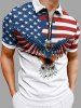 Polo zippé grande taille à imprimé aigle et drapeau américain pour homme - Blanc XS