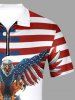 Polo zippé grande taille à imprimé aigle et drapeau américain pour homme - Blanc XS