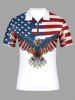 Polo zippé grande taille à imprimé aigle et drapeau américain pour homme - Blanc XS