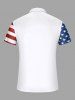 Polo zippé grande taille à imprimé aigle et drapeau américain pour homme - Blanc 6XL