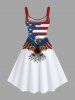 Plus Size Patriotic American Flag Eagle Print Tank Dress -  