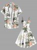 Plus Size Coconut Tree Tropical Leaf Hibiscus Flower Print Hawaii Tank Dress -  