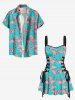 Flamingo Print Lace Up Hawaii Tank Dress -  