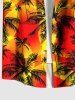 Plus Size Coconut Tree Sun Print Buttons Pocket Hawaii Shirt For Men -  