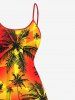 Plus Size Coconut Tree Sun Print High Low Hawaii Cami Dress -  