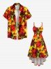 Plus Size Coconut Tree Sun Print High Low Hawaii Cami Dress -  