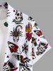 Plus Size Skulls Heart Ship Frog Scorpion Ice Cream Cruise Print Buttons Pocket Shirt For Men -  