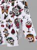 Plus Size Skulls Heart Ship Frog Scorpion Ice Cream Cruise Print Split Midi Dress -  