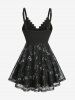 Floral Lace Sequins Overlay Ribbed Surplice Cami Top -  