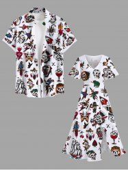Skulls Heart Ship Frog Scorpion Ice Cream Cruise Print Plus Size Matching Hawaii Beach Outfit For Couples -  