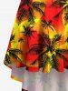 Tenue de plage hawaïenne assortie grande taille à imprimé cocotier et soleil pour couples - Orange Foncé 