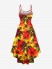 Tenue de plage hawaïenne assortie grande taille à imprimé cocotier et soleil pour couples - Orange Foncé 
