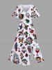 Skulls Heart Ship Frog Scorpion Ice Cream Cruise Print Plus Size Matching Hawaii Beach Outfit For Couples -  