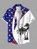 Patriotic American Flag Coconut Tree Print Plus Size Matching Hawaii Beach Outfit For Couples -  