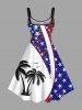 Patriotic American Flag Coconut Tree Print Plus Size Matching Hawaii Beach Outfit For Couples -  