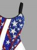 Patriotic American Flag Coconut Tree Print Plus Size Matching Hawaii Beach Outfit For Couples -  