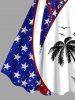 Patriotic American Flag Coconut Tree Print Plus Size Matching Hawaii Beach Outfit For Couples -  