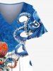 Colorful Octopus Sea Waves Print Plus Size Matching Hawaii Beach Outfit For Couples -  